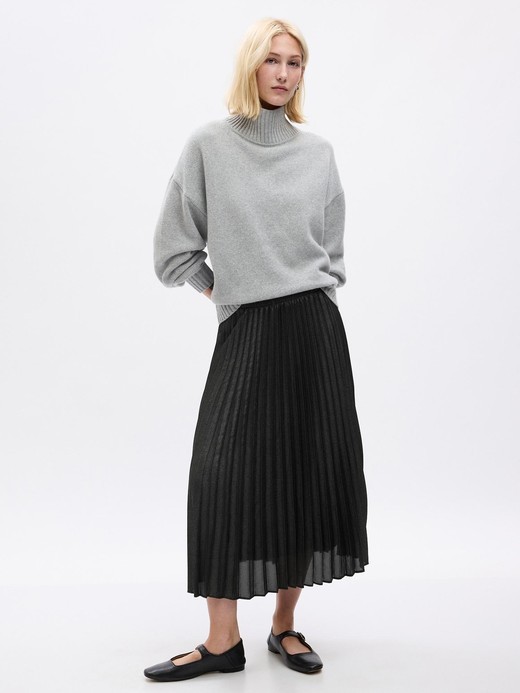 Image for Pleated Metallic Midi Skirt from Gap