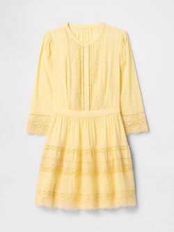 GAP Ženska mini obleka s čipkastimi vstavki Rumena - Pale Banana Yellow 7
