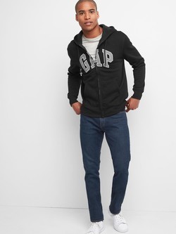 GAP Fleece Logo Zip Hoodie LIGHT HEATHER GREY 3
