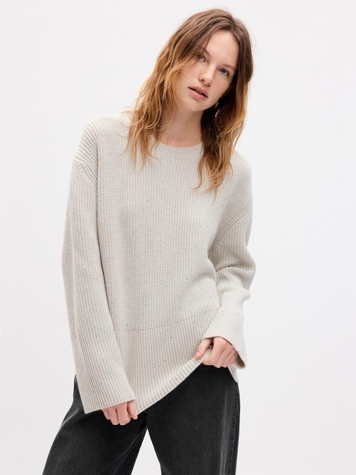 Image for 24/7 Split-Hem Sequin Crewneck Sweater from Gap