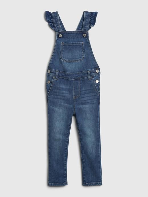 Image for Toddler Denim Ruffle Skinny Overalls with Washwell™ from Gap