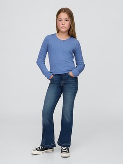 Jeans hlače z zvončastimi nogavicami za deklice