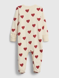 GAP Baby First Favorites Organic Cotton Footed One-Piece Ivory Print 2