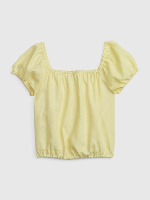 Image for Kids Linen Puff Sleeve Top from Gap