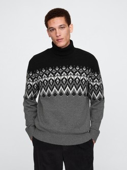 CashSoft Fair Isle Turtleneck Sweater