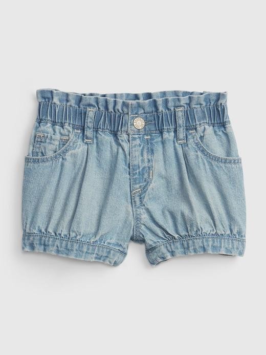 Image for Baby 100% Organic Cotton Denim Bubble Shorts with Washwell from Gap