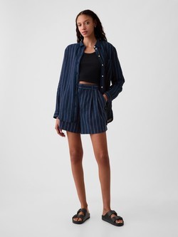 365 High Rise Linen-Blend Shorts