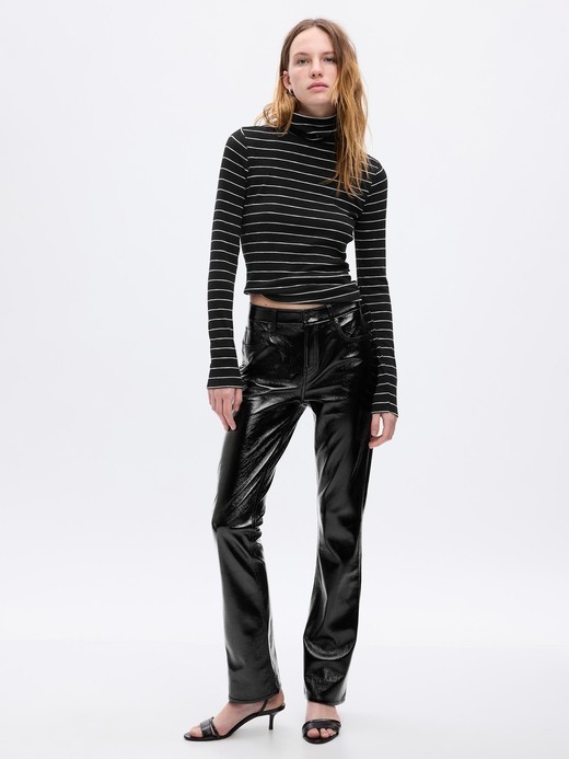 Image for Mid Rise Vegan Patent Leather Baby Boot Pants from Gap
