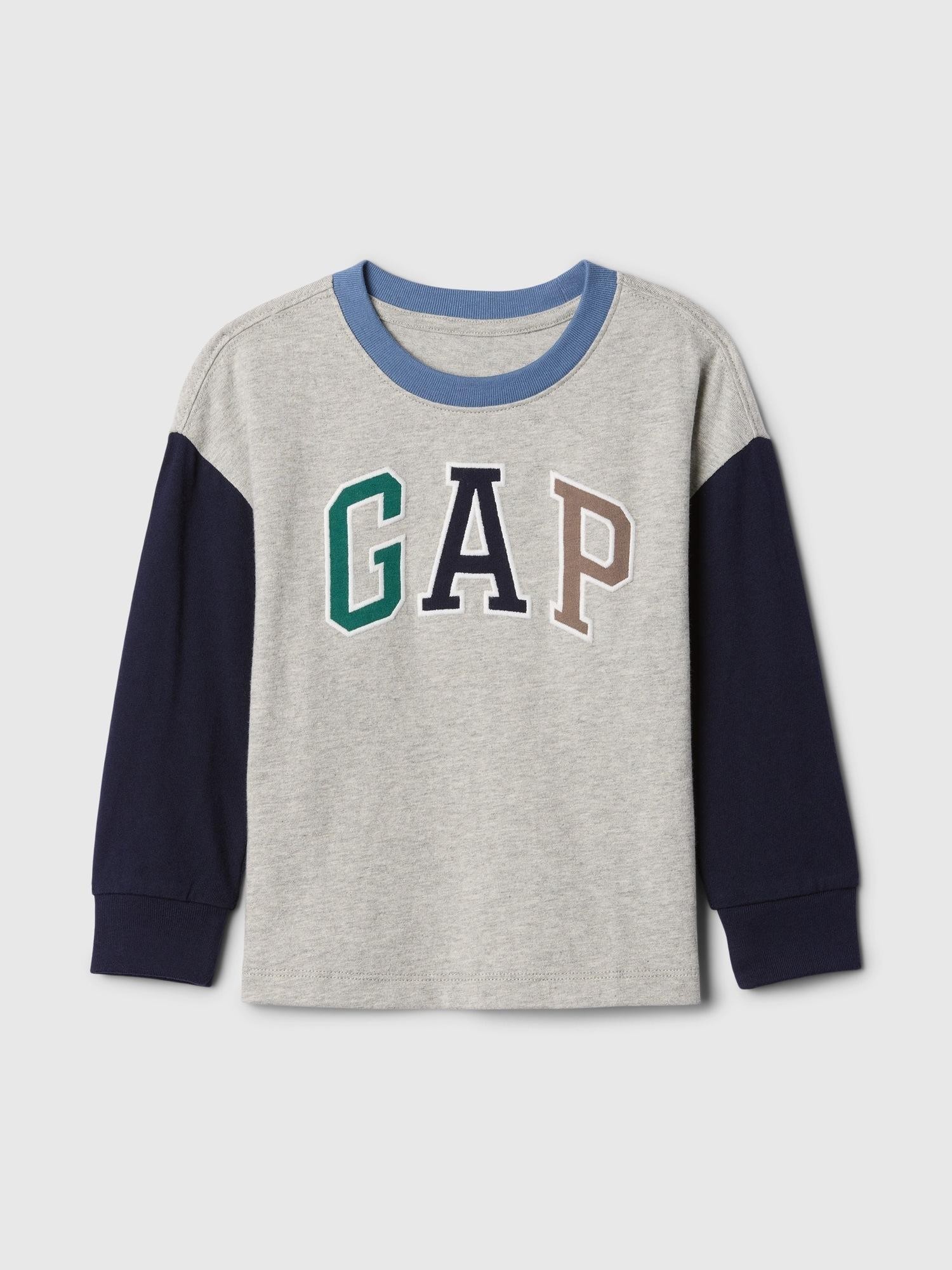 GAP Gap logo majica z dolgimi rokavi za malčke Siva - Light Heather Grey B08 