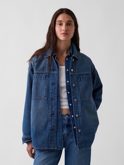 Ženska oversized denim srajčna jakna