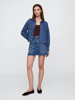 GAP Ženska denim srajčna jakna Modra - Dark Wash Indigo 3