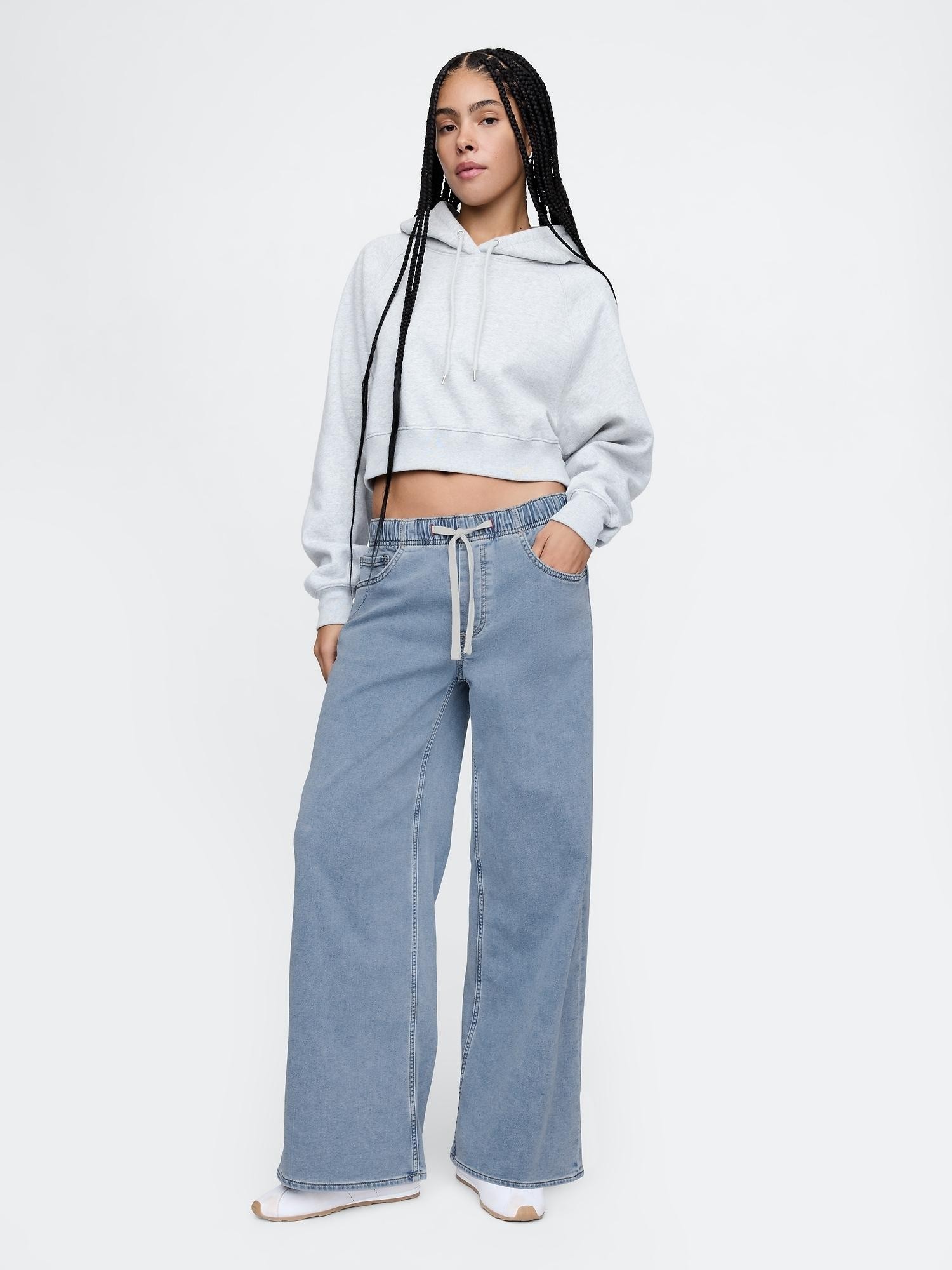 GAP Ženske baggy jeans hlače Modra - Light Indigo 