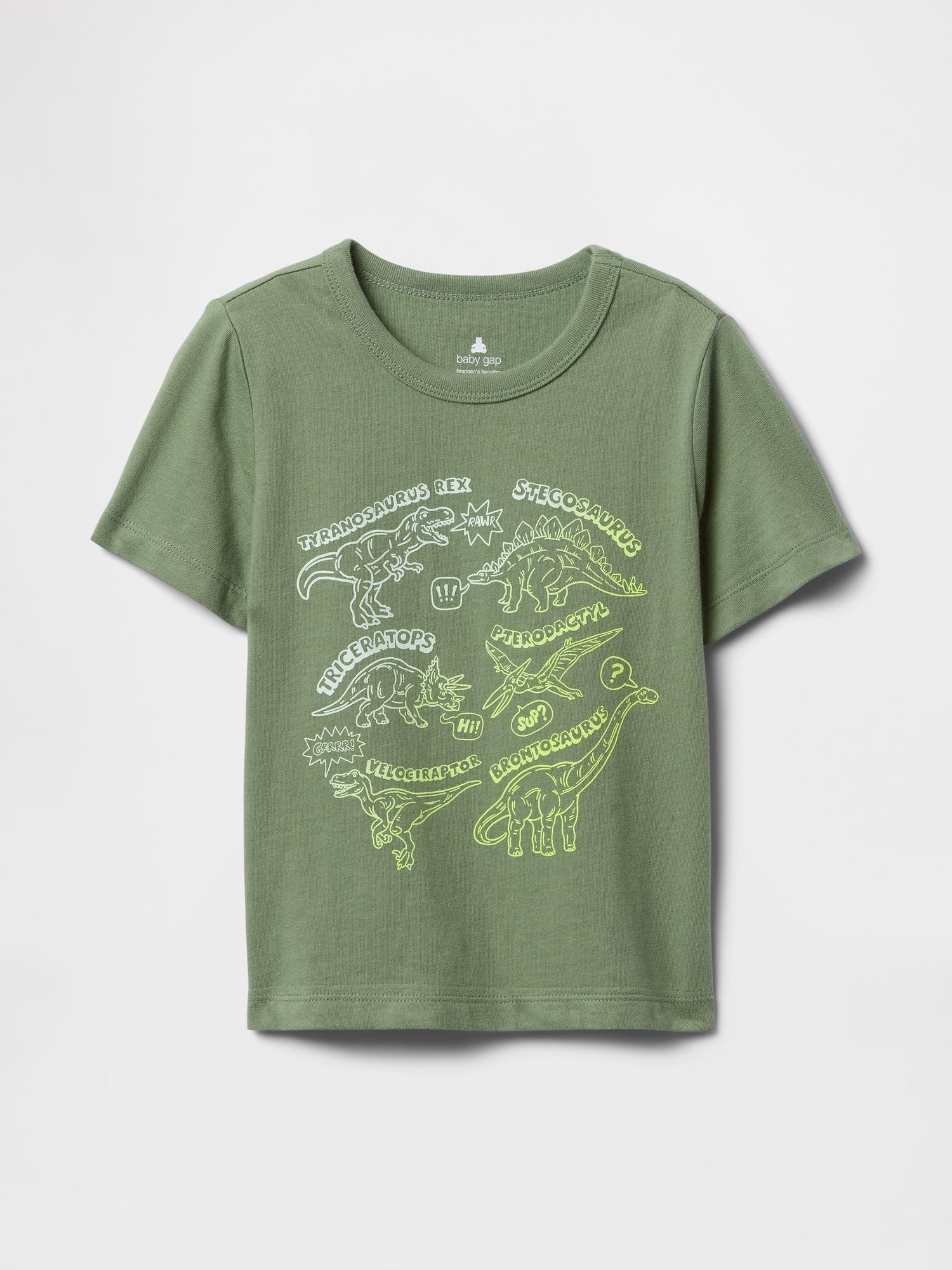 GAP Majica s kratkimi rokavi in potiskom za malčke Zelena - Twig Green 