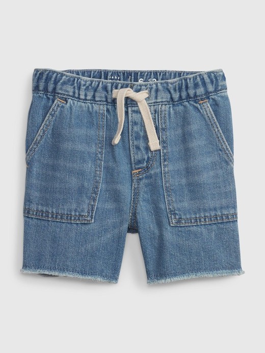 Image for Baby 100% Organic Cotton Utility Denim Shorts with Washwell from Gap
