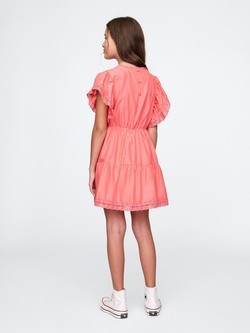 GAP Kids Lace Tiered Ruffle Dress Fresh Coral 3
