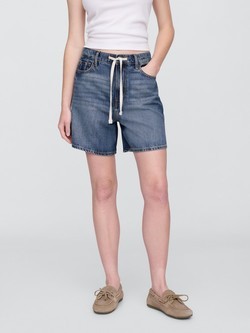 GAP Ženske denim kratke hlače z zatezno vrvico Modra - Dark Wash 2