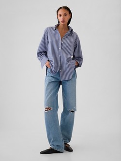 GAP Organic Cotton Big Shirt Blue Stripe 3