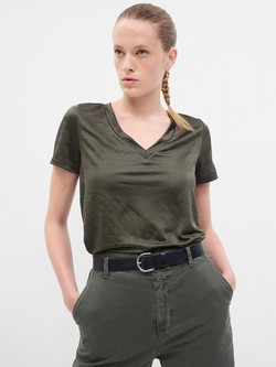 Vintage Satin V-Neck T-Shirt