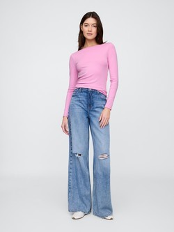 GAP Ženska majica z dolgimi rokavi Bela - Fresh White 3