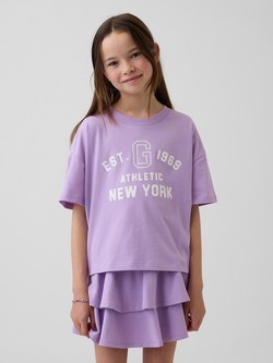 Logo cropped majica s kratkimi rokavi za deklice