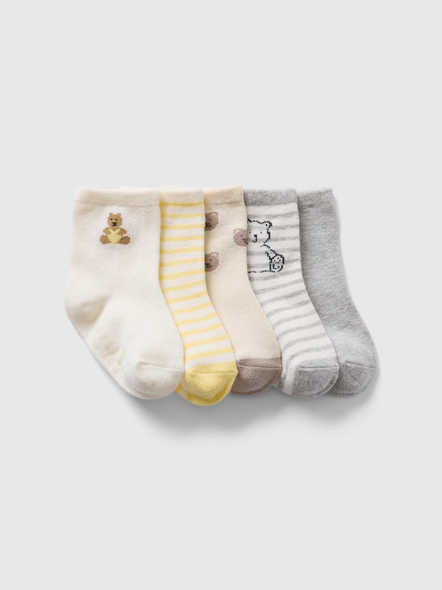 GAP Baby First Favorites Organic Cotton Crew Socks (5-Pack) Pale Banana Yellow 