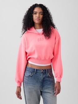 Gap logo ženski cropped pulover s kapuco