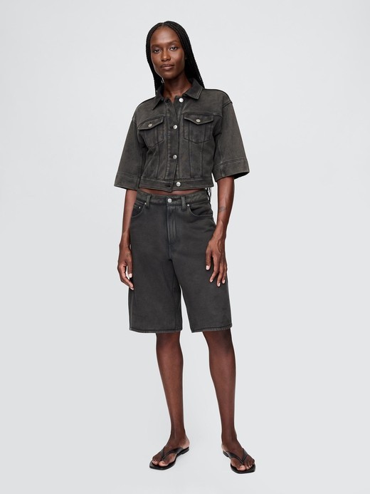 Image for Mid Rise French Terry Denim Longline Shorts from Gap