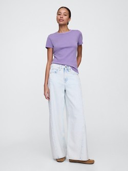 GAP ShortSleeve Ribbed Tee Wisteria Blossom 3