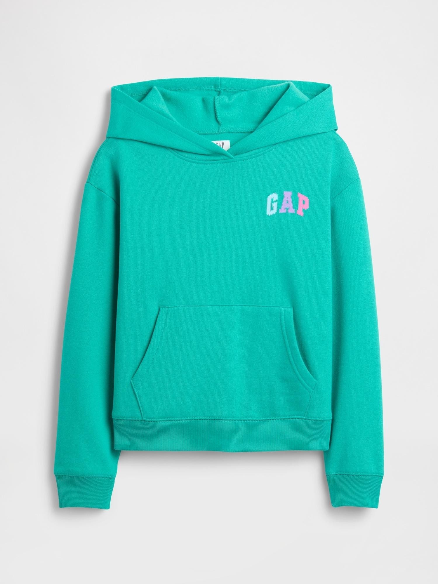 GAP Kids Relaxed Gap Logo Hoodie Green Mirage 