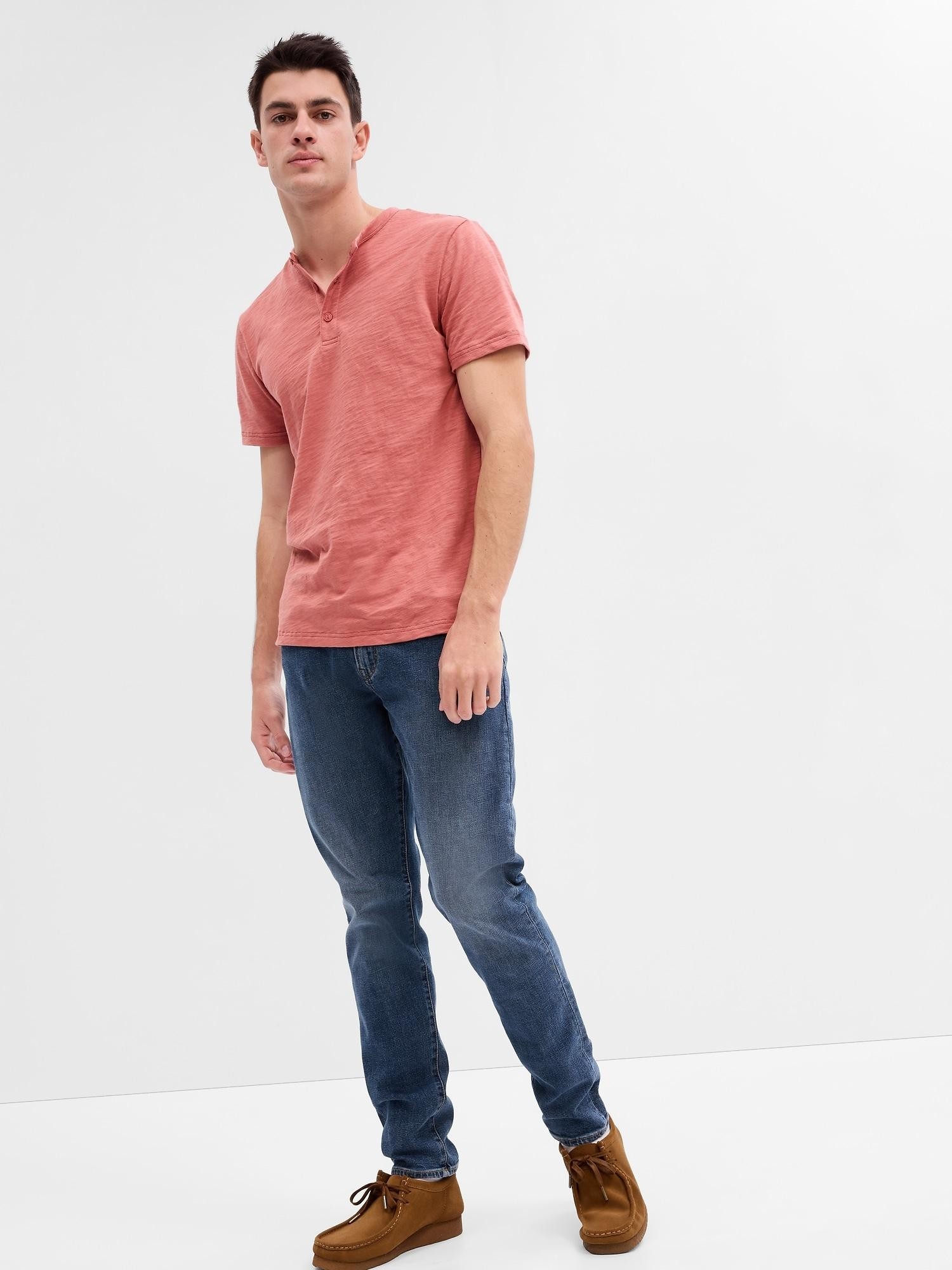 GAP Moške Slim Taper jeans hlače Modra - Medium Indigo 