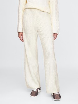 GAP CashSoft Cable-Knit Sweater Pants Cream Beige 2