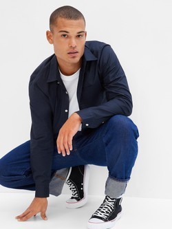 Stretch Poplin Shirt in Slim Fit