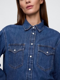 GAP Ženska denim srajčna jakna Modra - Dark Wash Indigo 4