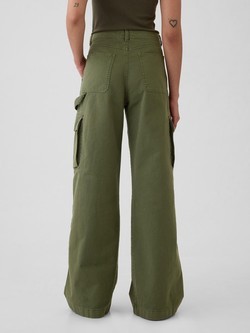 GAP Ženske široke cargo hlače Zelena - Olive Green 4