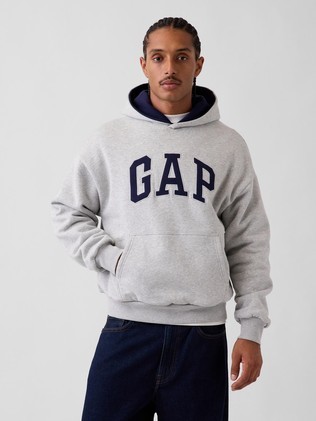 Gap logo moški oversized fit obojestranski pulover s kapuco