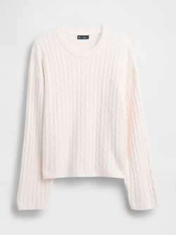 CashSoft Cable-Knit Crewneck Sweater