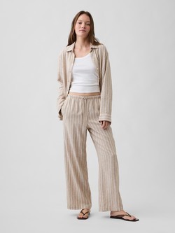 Relaxed Linen-Blend Wide-Leg Pants