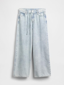 Ženske baggy jeans hlače s pasom za zavezovanje