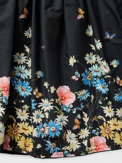 GAP Rožasta obleka iz lana in bombaža za deklice Črna - Black Floral 4