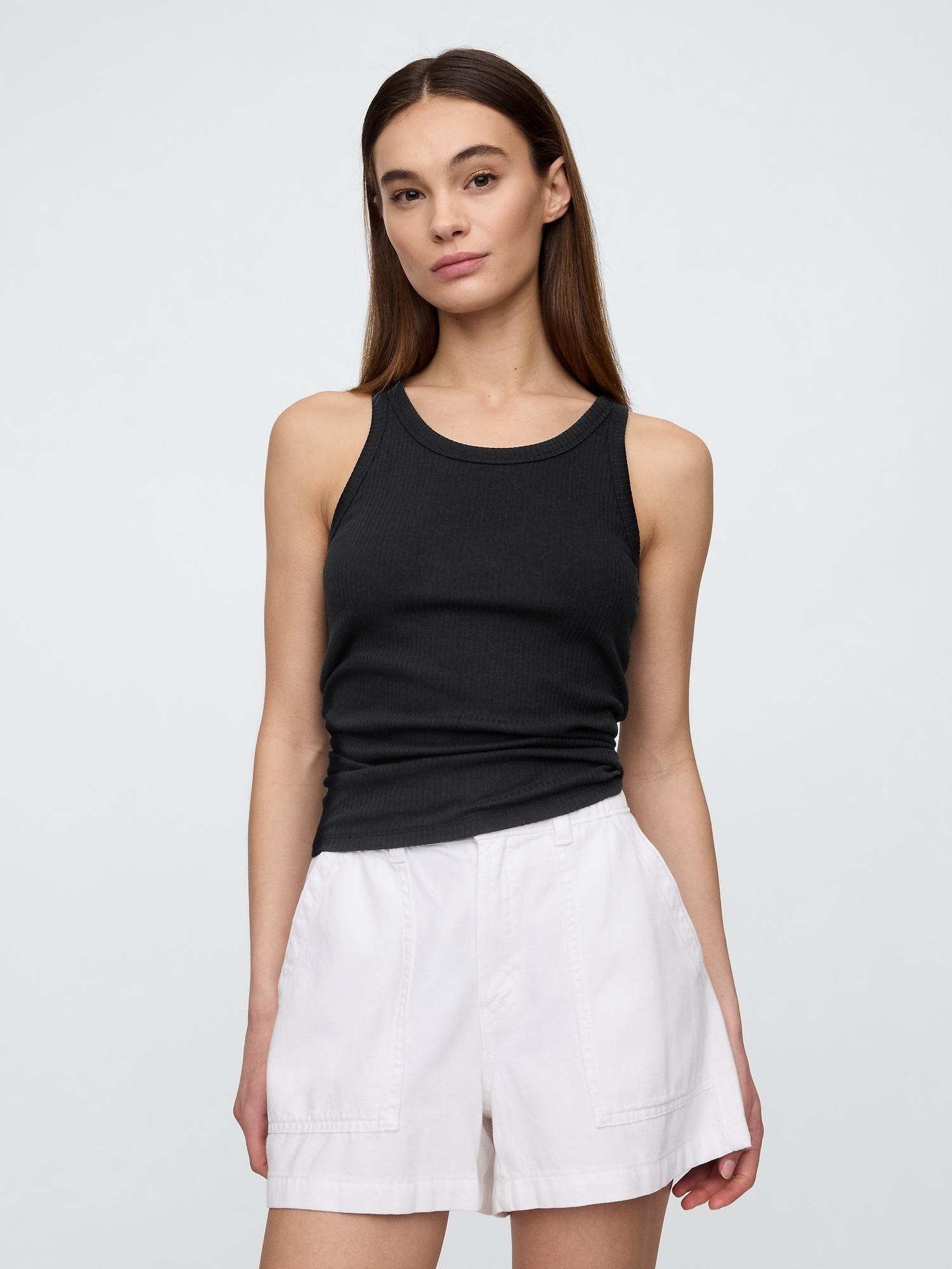 GAP Ribbed Tank Top Black 22 