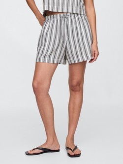 GAP Striped Short In Linen Blend Blue White Stripe 2