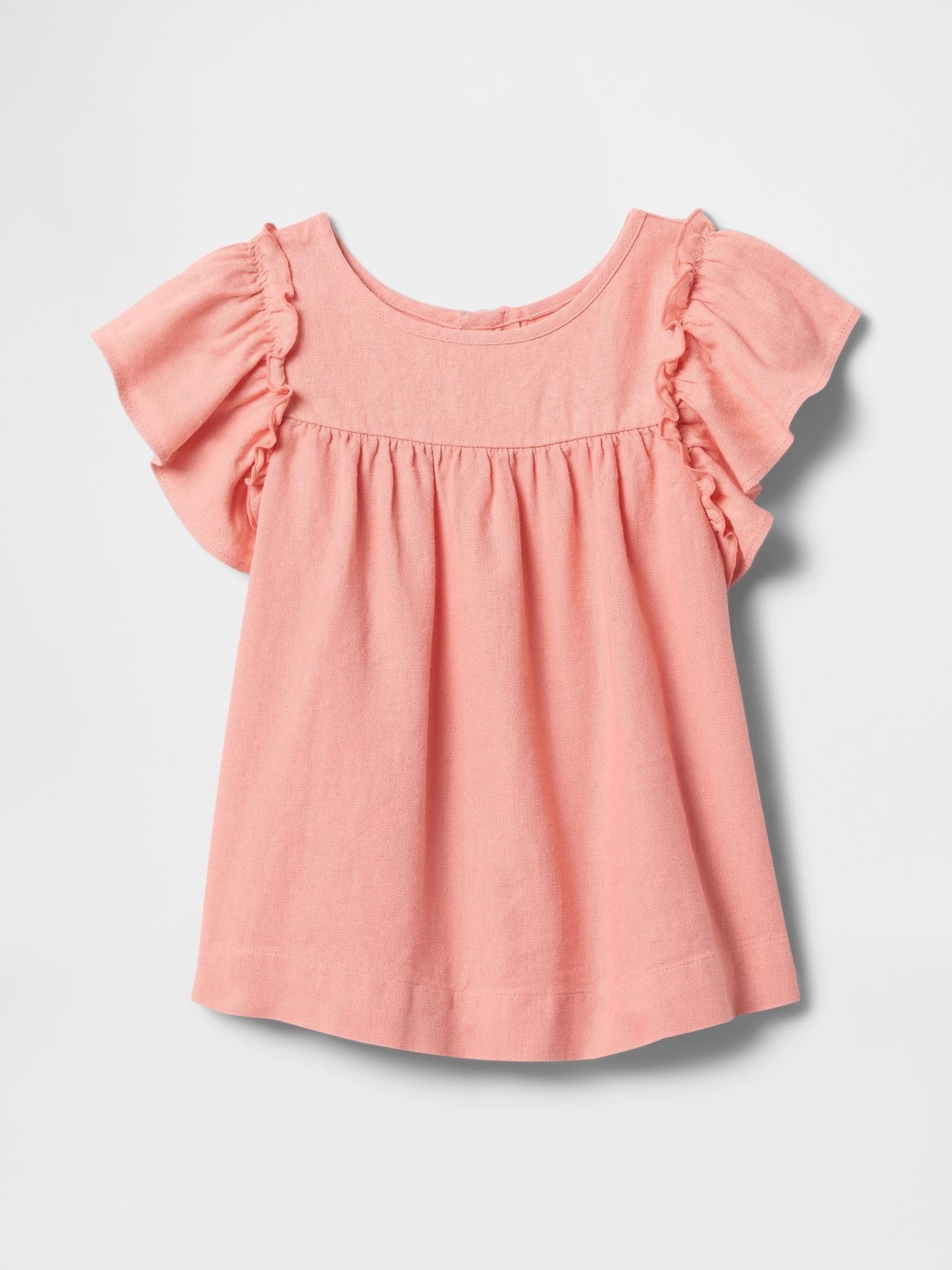 GAP Majica z nabranimi rokavi za malčice Oranžna - Tea Rose 