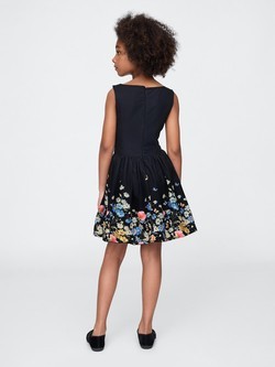 GAP Rožasta obleka iz lana in bombaža za deklice Črna - Black Floral 3