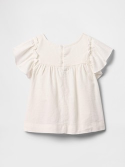 GAP Majica z nabranimi rokavi za malčice Bela - New Off White 2