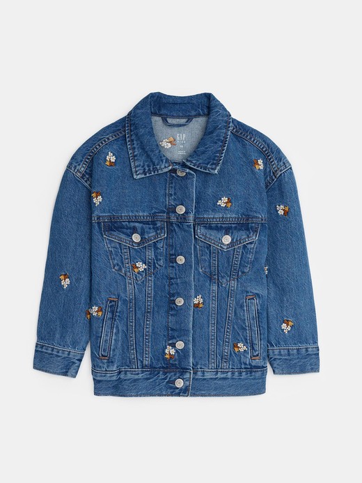 Image for Kids Oversized Embroidered Denim Jacket with Washwell from Gap