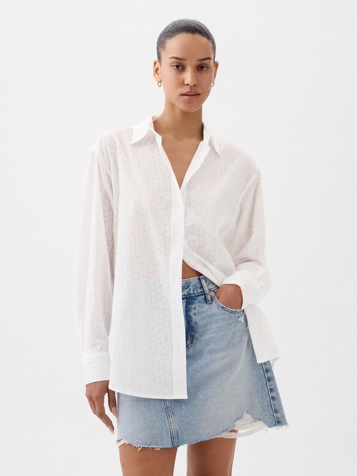 Image for Sheer Floral Big Shirt from Gap