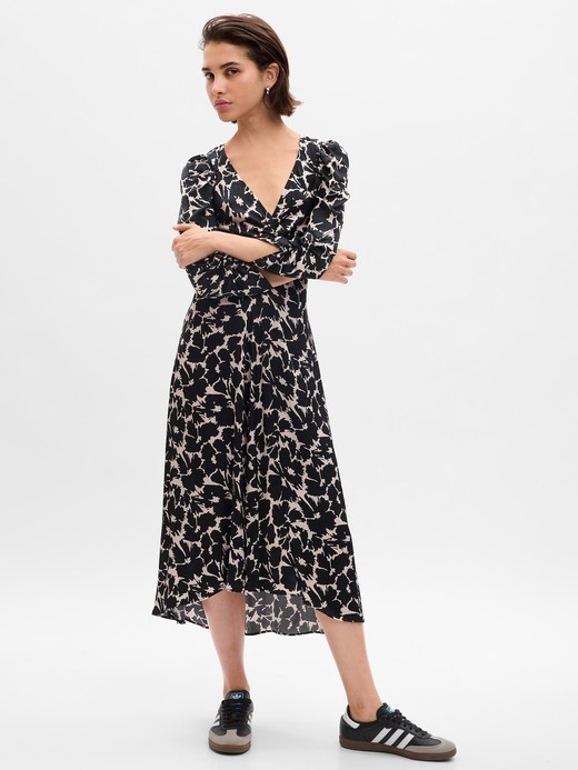 Image for Ruched Satin Midi Dress from Gap