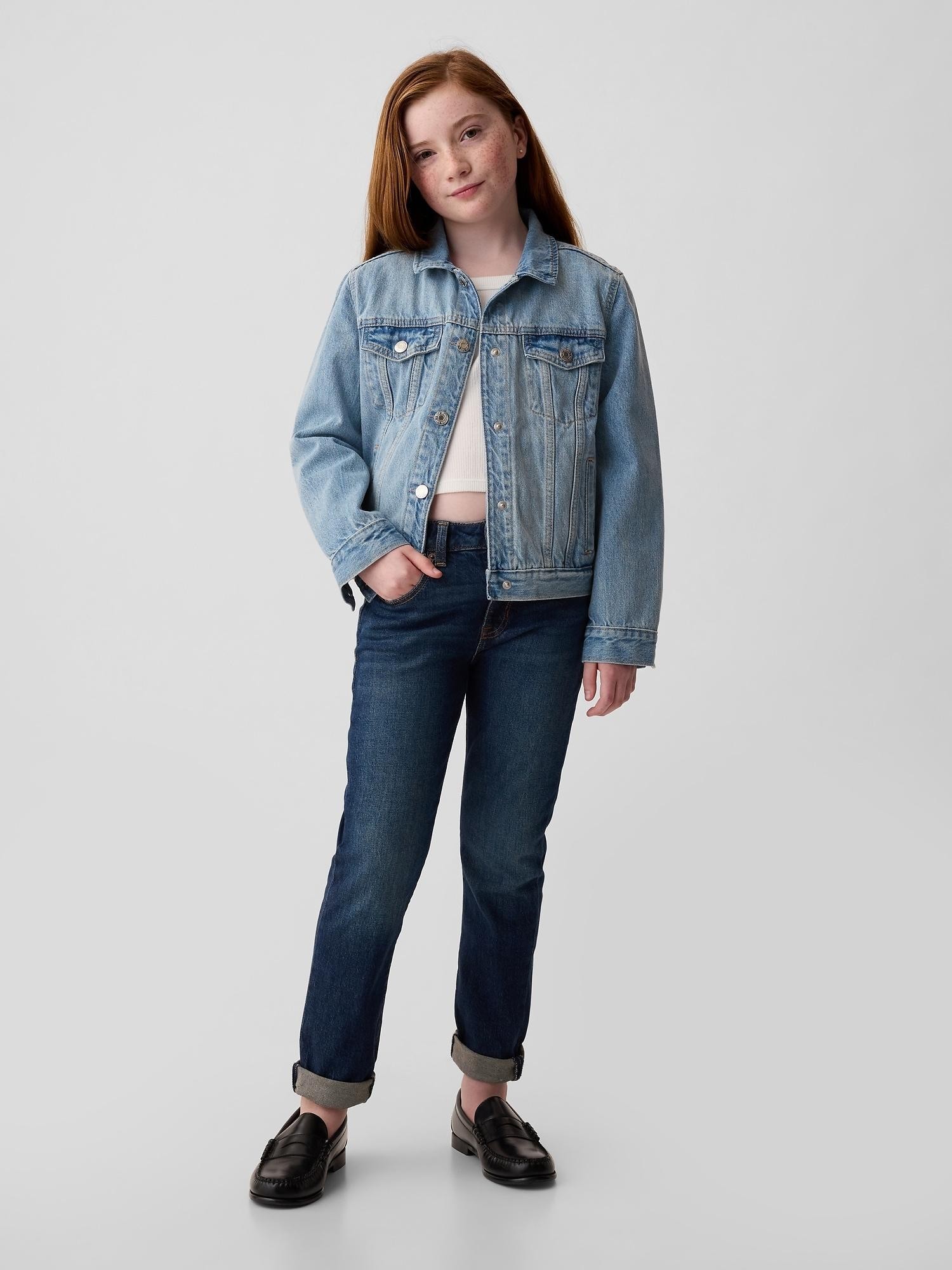GAP Girlfriend jeans hlače za deklice Modra - Dark Wash 