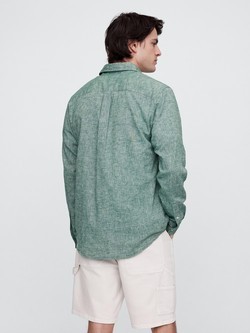 GAP Moška srajca iz lanene mešanice Bela - New Off White 3