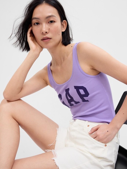 Image for Print Ribbed Tank Top from Gap